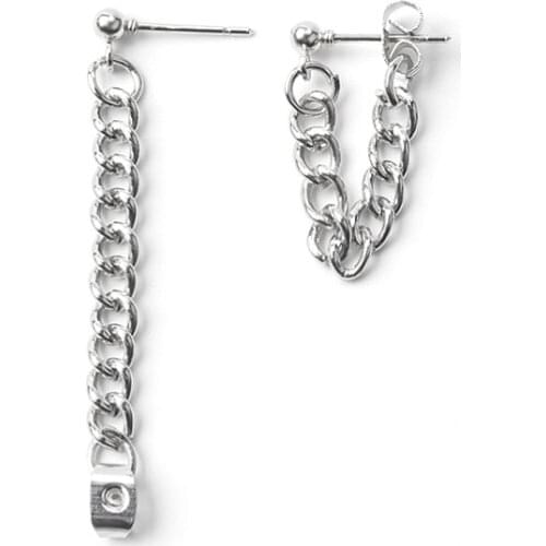 1 Pair Stainless Steel Stud Earrings For Men/Women Cross Pendant Long Tassel Unisex Hoop Earrings Punk Gothic Metal Jewelry Gift