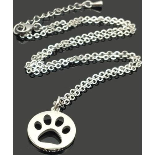 Dog Cat Paw Charm Stainless Steel Chain Necklace High Quality Pet Paw Stainless Steel Pendant Chain Love Necklace