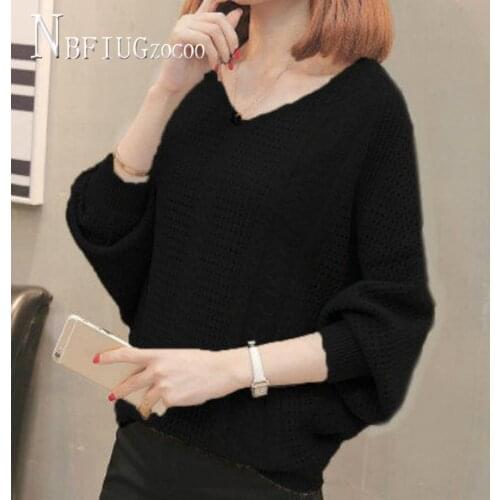 Long Sleeve Knit Sweater Kawaii Cute Chic Woman Clothes Solid Basic Sweater