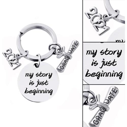 Graduation Keychain with Exquisite Box Class of 2021 Congrats Grad Metal Key Pendant Decor with Letters Gift for Student JDH88