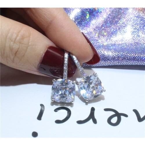 2019 Japan and South Korea hot fashion jewelry luxury square zircon earrings wedding party wild earring for Girls gift for woman