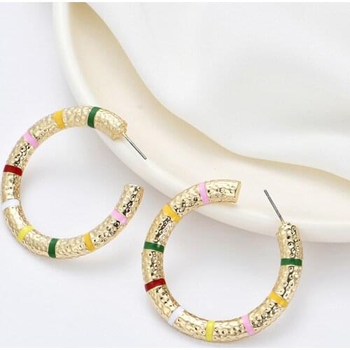 Earrings For Women 2021 Popular Color Matching Versatile Temperament Circle Ear Ring Vintage Simplicity Fashion C-type Earrings