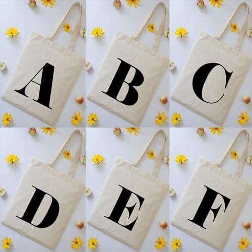 Letter Flower Print Female Shoulder Bags Shopper Shopping Totes Harajuku Large Capacity Women Handbag Classic Vintage Canvas Bag