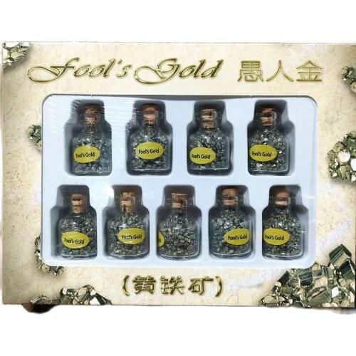 1box 9bottles/lots Natural Pyrite Stones Chips Healing Crystals And Stones Minerals Fool Gold For Chakra Gifts