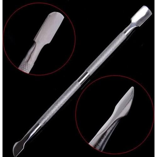 1X Stainless Steel Cuticle Nail Pusher Double Ended Spoon Callus Remover Nail Cleaner Manicure Pedicure Care Cleaning Rasper