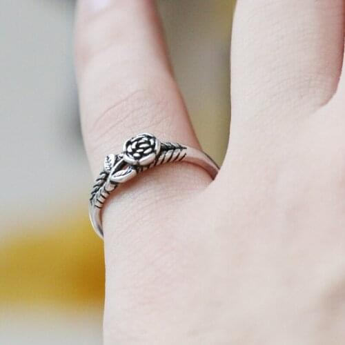 1Pcs Trendy Vintage Copper Adjustable Elegance Rose Ring For Women Man Jewelry Open Party Ring Birthday Gift