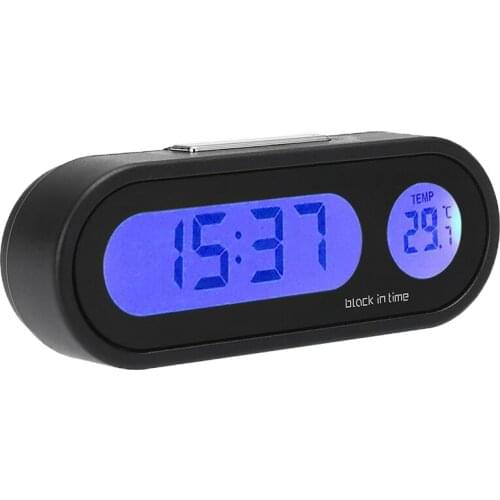 1PC Plastic 12V LCD Digital LED Car Electronic Time Clock Thermometer Emperature Measuring Instrument With Backlight Fine