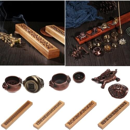 1PC Retro Home Decoration Desktop Ornament Hollow Aromatherapy Censer Ash Catcher Bamboo Incense Box Incense Holder Daily Tools