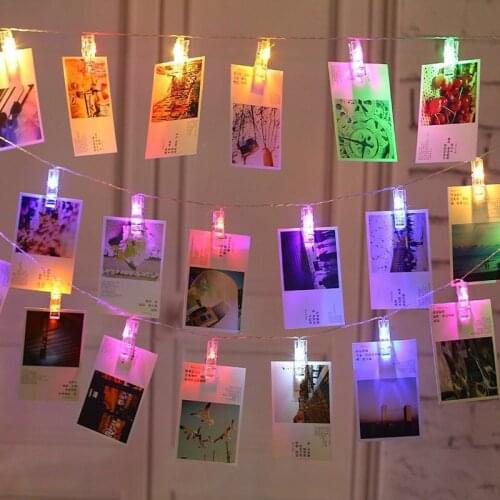12pcs Colorful White LED Clip Light String Photo Clip Lantern Battery Box Background Wall Decoration Hanging Energy-saving Lamp