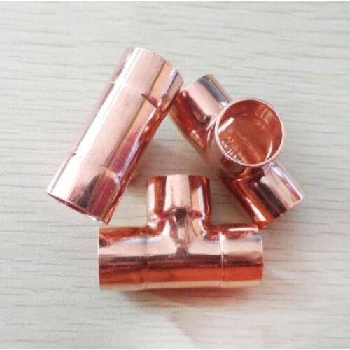 25.4mm 1" Inner Dia x1.2mm Thickness Copper Equal Tee Socket Weld End Feed Coupler Plumbing Fitting Water Gas Oil