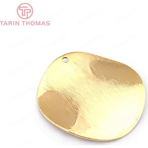 33654)10PCS 25MM 24K Gold Color Brass Striped Wave Round Disk Charms High Quality Diy Jewelry Findings Accessories wholesale