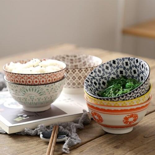 4.5 Inch Threaded Bowl Nordic Creative Underglaze Ceramic Tableware Household Congee Soup Millet Rice Bowls