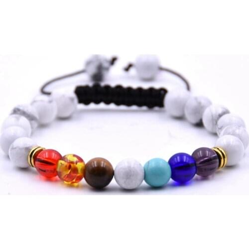 8MM Synthetic White Pine Seven Chakra Howlite Bracelet Man Fashion Women Gift For Beautiful Beads