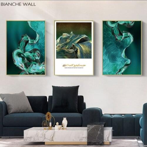 Abstract Art Cloth Fluttering Green Line Canvas Poster Wall Art Print Modern Style Painting Nordic Home Decoration Picture