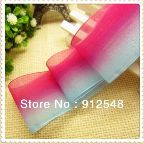 Free shipping 1-1/2'' (38mm) Fade Color Gradually Organza Sheer Ribbon Wedding Party Favor Decoration Craft,9831