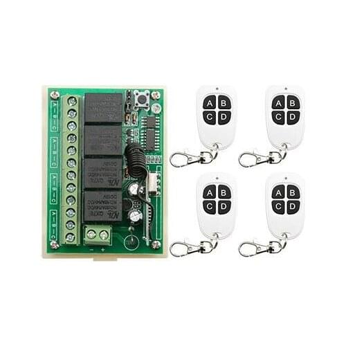 DC12V 4CH 10A RF Wireless Remote Control Switch System teleswitch 4 transmitter & 1 receiver relay Receiver Smart Home Switch