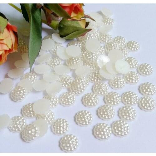 150Pcs/lot 10mm Imitation Pearls Half Round Flatback Flower Beads Wedding Cards Embellishments DIY Decoration Pearl Beads