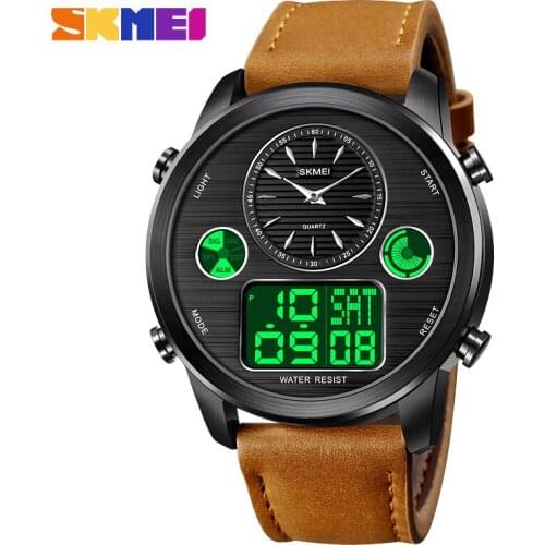 Mens Digtal Watch Dropshipping Sport Military Analog Quartz Multifunction Dual Display Watch with Alarm Stopwatch SKMEI 2021