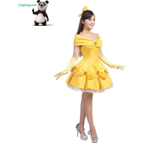 CosplayLove Custom Made Beauty And The Beast Belle Princess Yellow Short Dress Cosplay Costume For Halloween Christmas Party