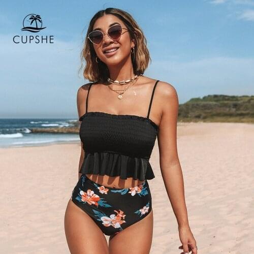 CUPSHE Black Two-piece Swimwear