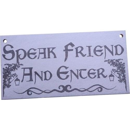 Speak Friend And Enter Wooden Hanging Man Cave Gift Plaque Dad Pub Bar Sign