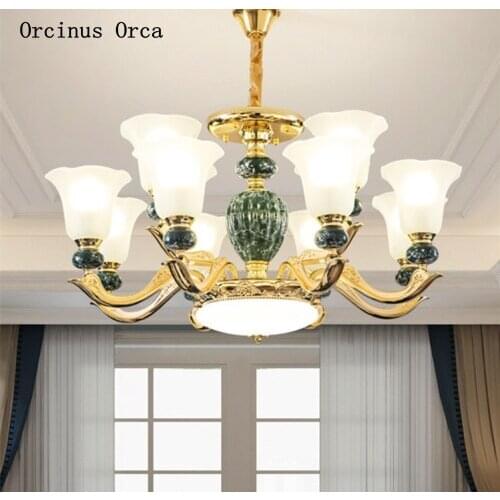 European high-end painted ceramic chandelier living room dining room bedroom luxury led alloy Chandelier free shipping