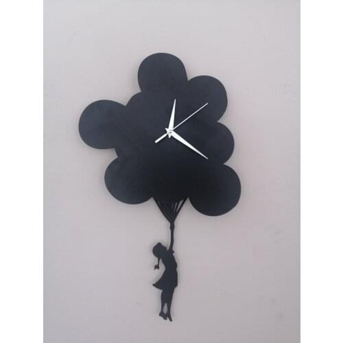 Goodtime Flying Balloon Decorative Swinging Pendulum Wall Clock MDF Wooden Home Needles Design Free Shipping