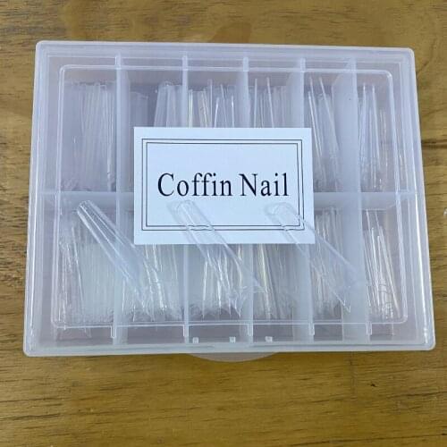 Coffin Nail 120pcs XXLLong False Nail Clear Color