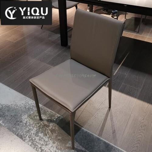 Italian minimalist leather dining chair household light luxury back chair simple modern desk chair makeup chair Nordic stool