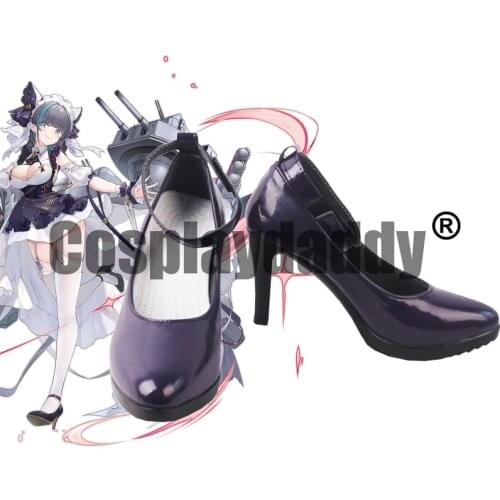 Azur Lane Heavy Cruiser Royal Navy HMS Cheshire Default Ver. Cosplay Purple Ankle Strap Stiletto Heel Dress Pumps Shoes S008