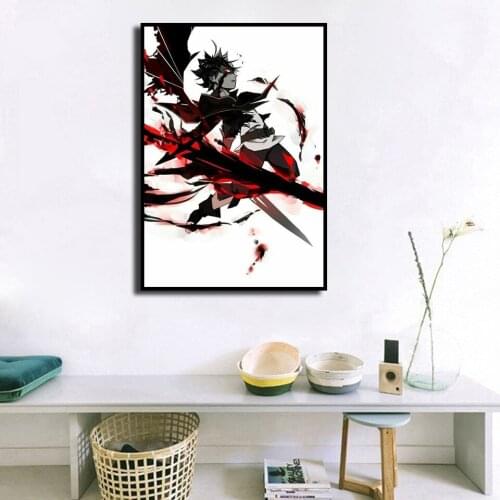 Black Clover Asta Anime Classic Poster Canvas Wall Art Life Gift Printmaking Kids Childrens Room Family Bedroom HD Decoration