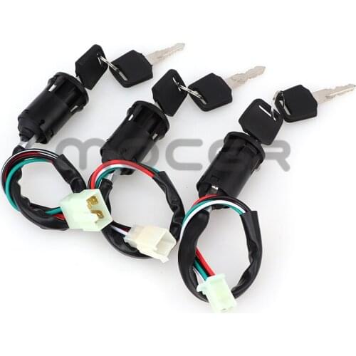 Motorcycle Motorbike Ignition Switch Key with Wire for ATV Moto Accessories Motorbike Start Switch Door Locks Three plug-ins