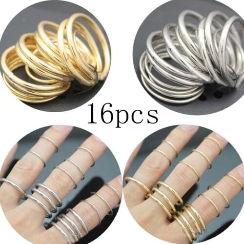 16/3Pcs Simple Thin Rings Smooth Fine Circle Ring Little Knuckle Midi Finger Ring Toe Ring For Women Jewelry