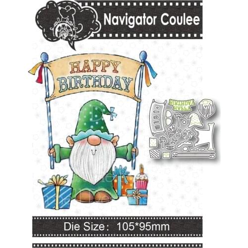 Happy birthday metal cutting mold dwarf dwarf died of novice scrapbook decoration layered template stamp craft supplies new 2021