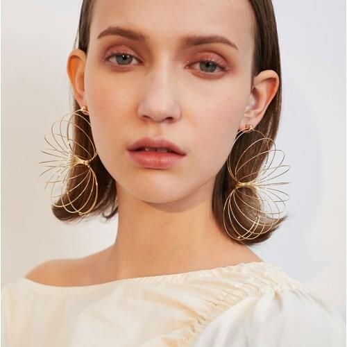 Fashion Geometry Dangle Earring Metal Golden Color Round Ball Circle Party Earrings For Woman Long Drop Ear Jewelry