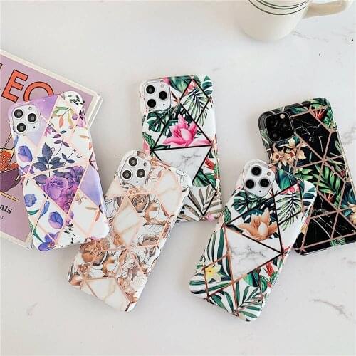Fashion Plating Flower Silicone Phone Cases For iphone 12 Mini 11 Pro XS Max XR 7 X 6S 8 Plus SE 2020 Cover Soft TPU Back Shell