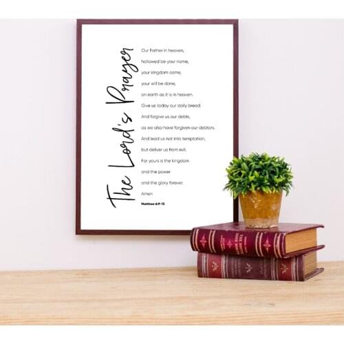 The Lords Prayer Print Our Father Christian Prayer Poster Pater Noster Bible Verse Wall Art Canvas Painting Home Decor
