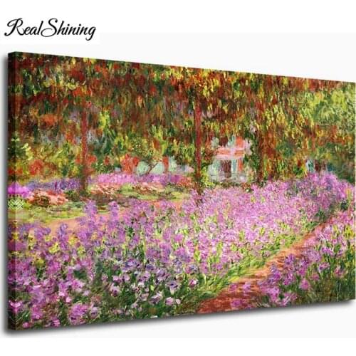 Mazayka mosaic,Diy Diamond Painting Cross Stitch,Irises in Monets Garden,full square resin diamond Embroidery Hobby gift FS6462