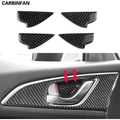 Real carbon fiber patch interior protection stickers Inner door handle stickers For Mazda 3 Axela 2014-2019 C1846