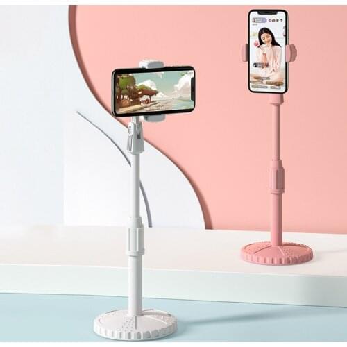 Desktop Mobile Phone Holder Stand 360 Rotate for Facetime Live Streaming Shoot Video Youtube Round Base Smartphone