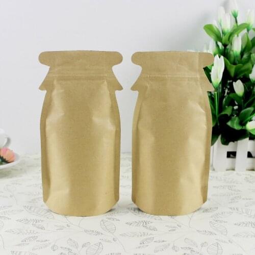 *New Design* Waxed Kraft Paper Ziplock Bag, paper bag for nuts Whole grains coffee beans 12cm*23cm 50PCS