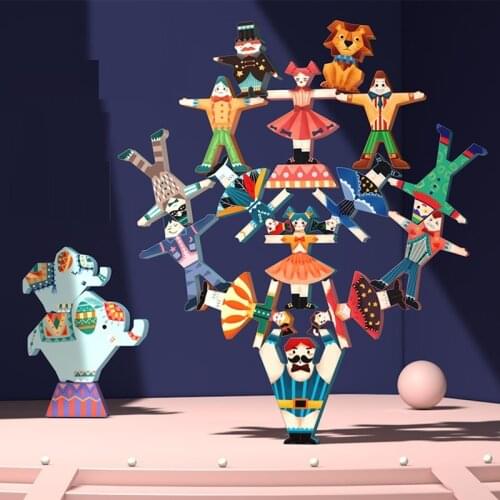 New Colorful Circus Stacking Game Block Balance Play Game Elephant Animal Acrobat Brain Development Bricks Toys for Kids Gift