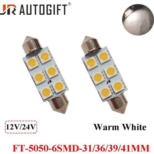Wholesale 1000PCS Factory Price 12V 24V Festoon 5050 6SMD Warm White Dome Lights Car Interior C5W 31/36/39/41MM 6SMD LED