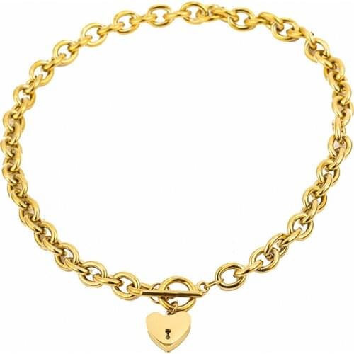 Titanium Steel Love Heart Chunky Necklace for Women Gold Color Clavicle Chain Fashion Female Choker Jewelry Charm Necklace New