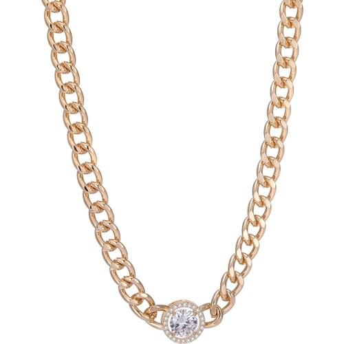 Round CZ Zirconia Necklace Gold Color Jewelry Personality Link Chain Punk Chokers Necklaces for Women Accessories 2020 New Gifts