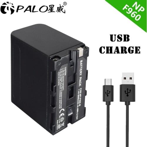 PALO 6000mAh NP-F970 NP-F960 F960 F970 Battery with USB Charge Output for Sony NP F960 F970 F550 F750 F770 MC1500C DCR-SC100