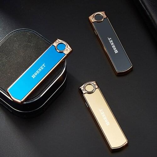 HORNET Rechargeable USB Lighter Push-Pull Induction Flameless Windproof Lighter Metal Double-Sided Cigarette Lighters