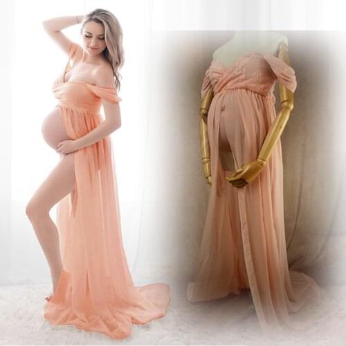 Maternity Dresses For Photography Gown Baby Shower Dresses For Pregnant Women Prenatal Photo Clothes Chiffon Floor-length Dress