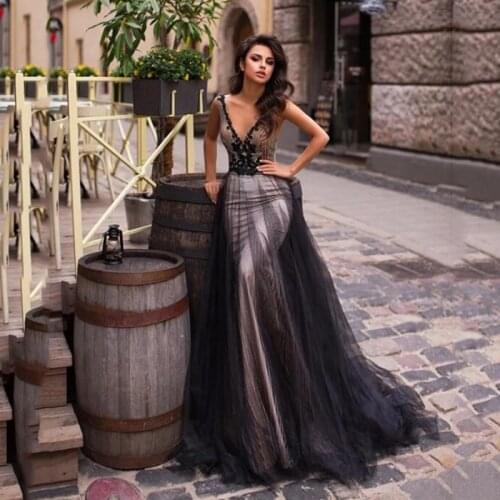 Sequins Mermaid Prom Dress For Black Girls V Neck Sexy lace Appliqued Long Prom Dresses Evening Wear Backless Pageant Party Gown