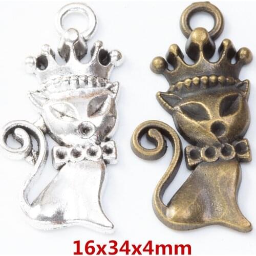 30 pieces of retro metal zinc alloy cat Pendant for DIY handmade jewelry necklace making 8187